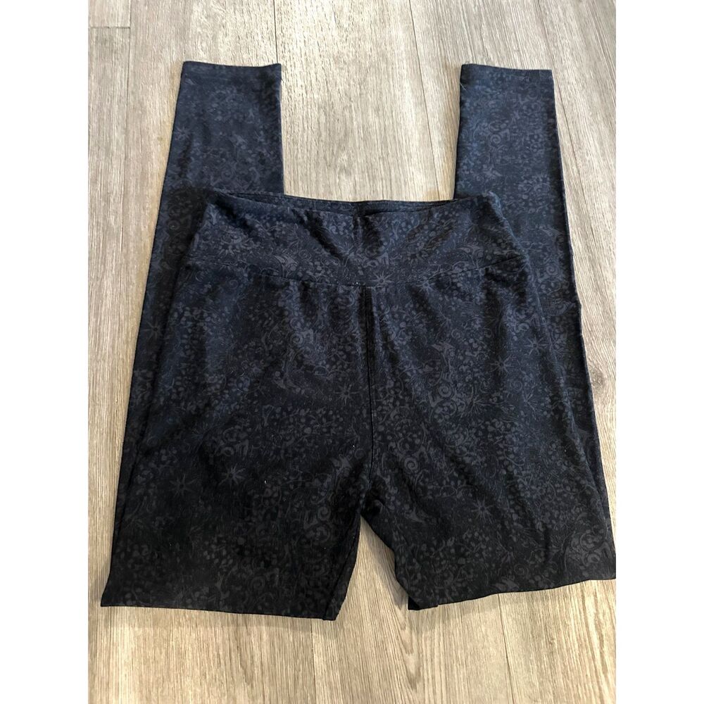 LuLaRoe One Size Black Floral Leggings Buttery Soft Stretch OS